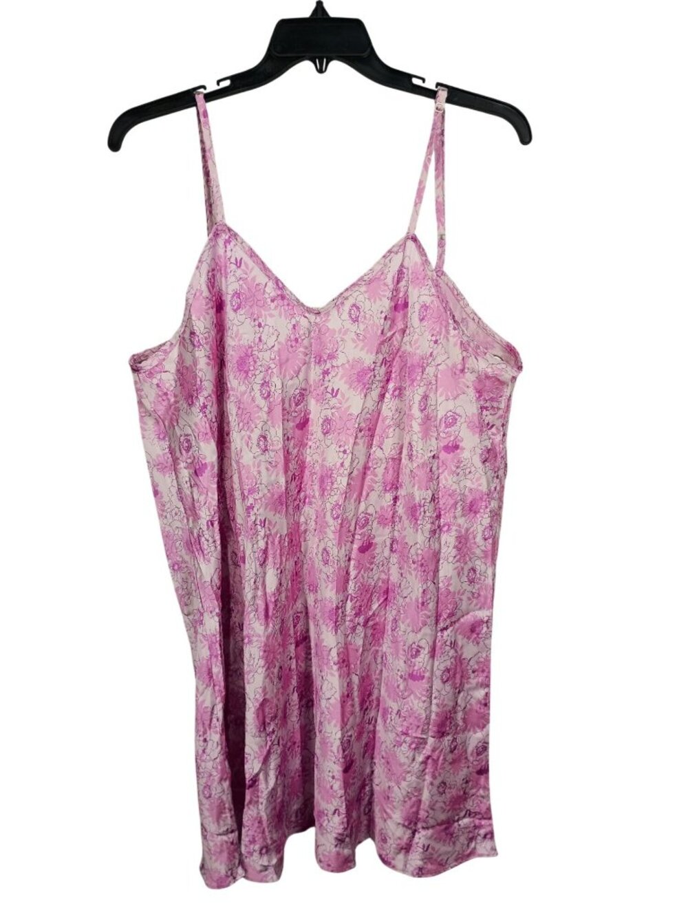 Pink Floral Serenada Womens Plus Size 2X Sleeveless Nightgown Chemise 100% Polye